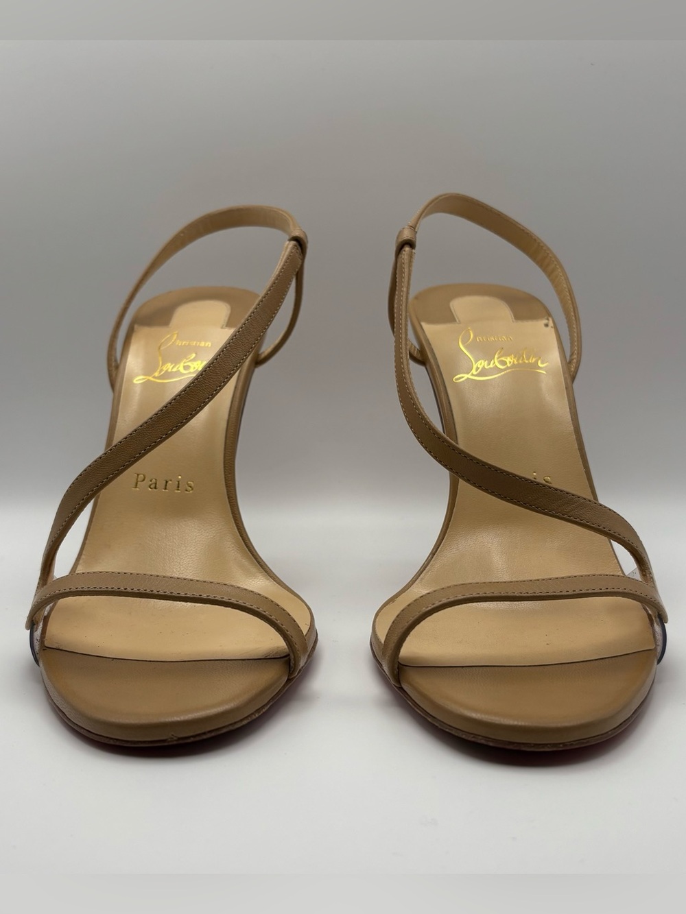 Christian Louboutin Rosalie 100 mm - Tan Leather Crisscross Slingback Heels